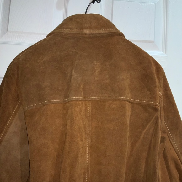 R. Sherman vintage 70’s Suede Leather jacket Sz 42 snap close flap chest pockets - Picture 8 of 10
